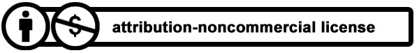 Attribution - Non Commercial License Attribution - Non Commercial License logo. Icon of a person and icon of a crossed-out dollar sign