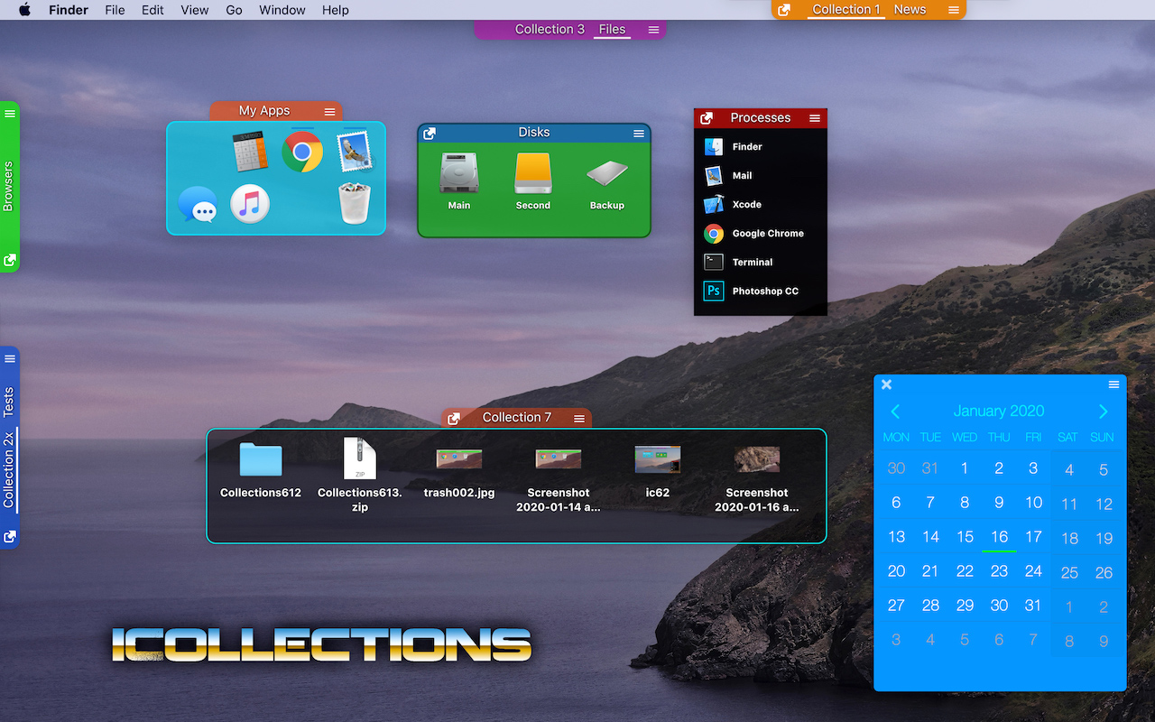 The iCollections tool groups all the items on a desktop into groups, so that it unclutters the desktop.