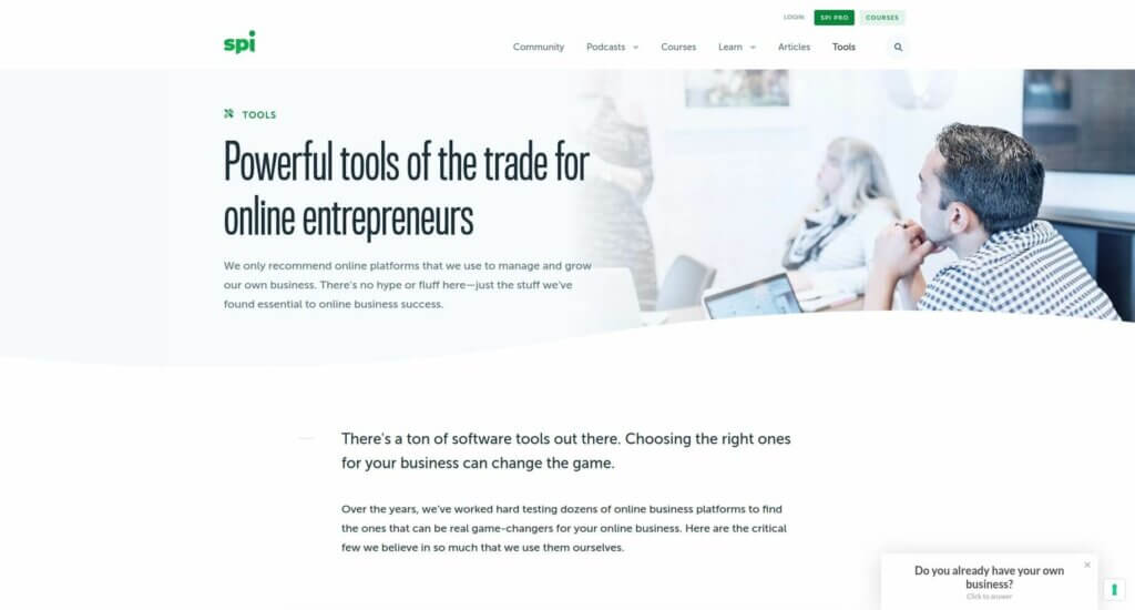 Screenshot of the Tools page from a previous version of our website
