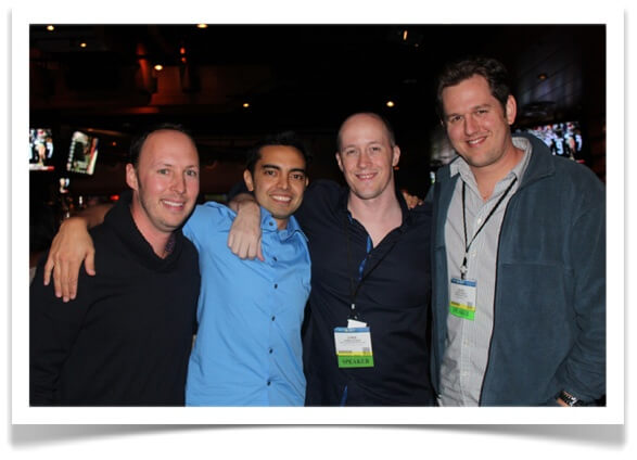 At the SPI Meetup At the SPI Meetup, a photo of Corbett Barr from Think Traffic, myself, Chris Ducker from Virtual Business Lifestyle, and David Risley from DavidRisley.com