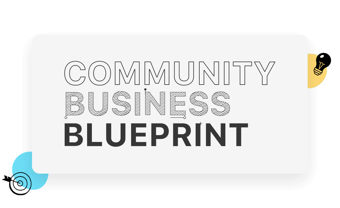 Community Business Blueprint logo with text for the words going from outline to partially filled in to solid
