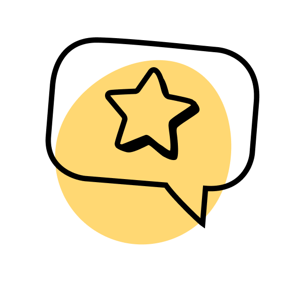 Icon of a speech bubble with a star in it