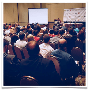 Pat Presenting at New Media Expo, speaking in front of a big group