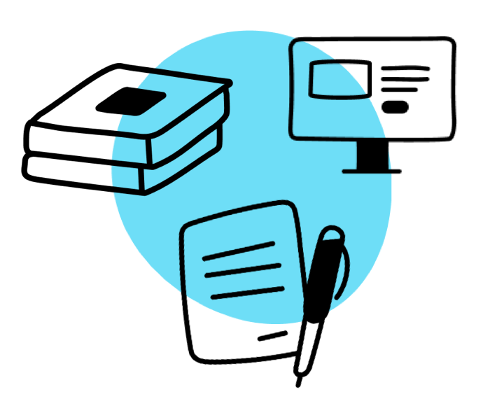SPI's Free Resource Library logo with icons of a stack of books, a desktop computer, and a paper document with a pen