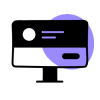 Icon of desktop computer with a course