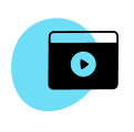 Icon of a video with play button