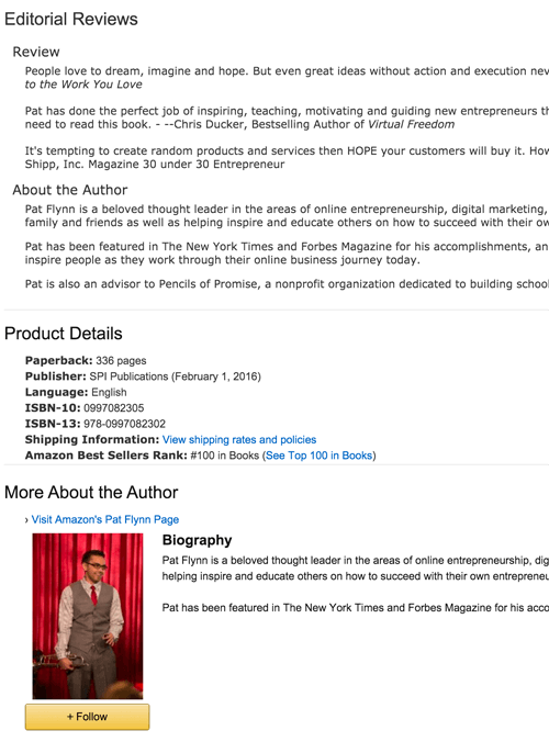 Amazon page details with Editorial Reviews (the text is partially cut off)