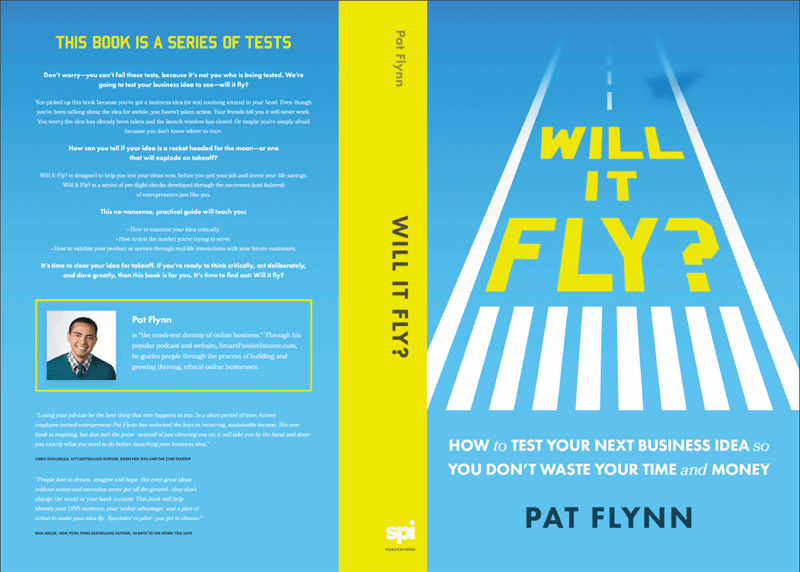The heading on the back cover reads "This book is a series of tests." There is descriptive text about the book on the back, as well as a photo of Pat and some quotes.