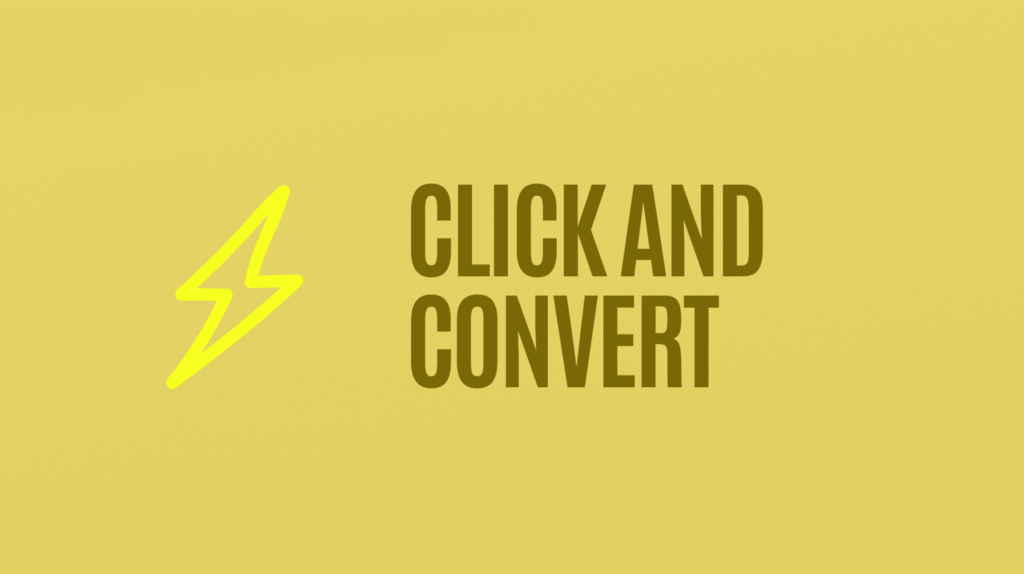 Click and Convert logo with a lightning bolt icon
